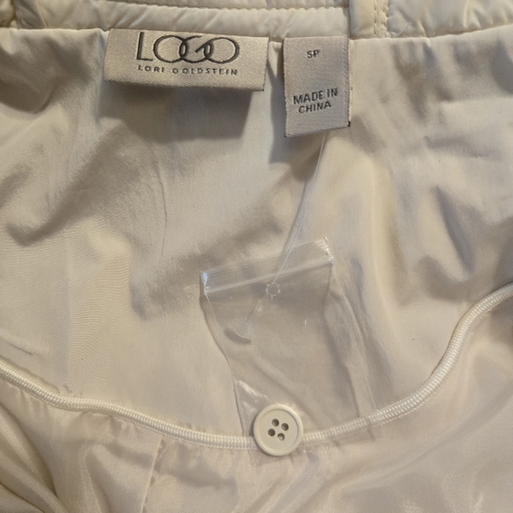 LOGO Lori Goldstein Long Lightweight Jacket With Hood Cream NWOT Small Petite - Picture 9 of 12